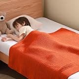 Guohaoi Knitted Weighted Blanket Kids (Orange 40"x60" 7lbs) No Beads Cooling Heavy Blanket, Home Decor Breathable Chunky Knit Throw Blanket for All-Season Use