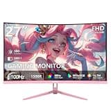 Raywego 27 Inch Pink Curved Monitor for Desk Setup, 100Hz FHD 1080P Computer Monitor, 1500R Curved Display, FreeSync, Eye-Care Technology, HDMI & DP, Home Office, Study & Casual Gaming
