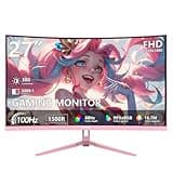 Raywego 27 Inch Pink Curved Monitor for Desk Setup, 100Hz FHD 1080P Computer Monitor, 1500R Curved Display, FreeSync, Eye-Care Technology, HDMI & DP, Home Office, Study & Casual Gaming