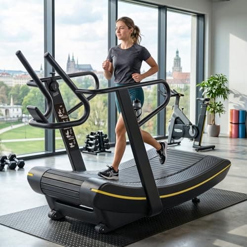 Manual Curved Treadmill, 6-Level Iron Resistance, Upgraded LCD Display, Shock-Absorbing Rubber Belt, Portable Non-Electric Fitness Equipment for Home & Gym