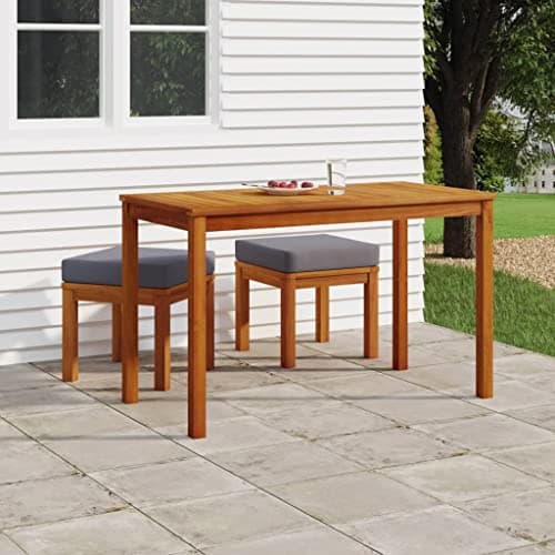 FWIKDUN 3-Piece Garden Dining Set with Outdoor Chairs, Solid Acacia Wood Furniture for Patio and Balcony