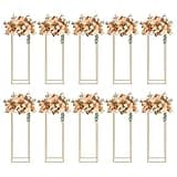 HAOREBAIYU 10PCs Gold Metal Flower Stand Set for Wedding Table Centerpieces, Geometric Floral Vase Holder for Party & Home Decor (60cm & 80cm Heights) (80cm Heights)