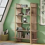 LOVEZOE 5 Tier Bookshelf, Industrial Brown Open Shelf for Home Office Living Room, Engineered Wood and Metal Frame Bookcase with Vertical Backs, 47.24” W x 70.87” H x 11.81” D
