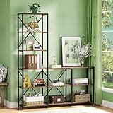LOVEZOE 5 Tier L Shaped Bookshelf, Corner Ladder Bookcase for Living Room Bedroom Office, Metal Frame and Particle Board, 59” L x 70” H x 11.8” W