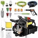 3 HP Wall Mount Pressure Washer, 3.2GPM 2175PSI Electric Commercial Pressure Washer with Horizontal Triplex Pump, 75dB Quiet, 10 & 40ft Hose, 7 Nozzles (0°/15°/25°/40°/Soap/Turbo/Multiple)