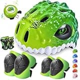 Safuty1st Toddler/Kids Bike Helmet Set for Boys Girls 3D Adjustable Kids Helmet Protective Gear Set Knee Elbow Wrist Pads and Multi-Sports Skateboard Scooter Cycling Roller Balance Bike