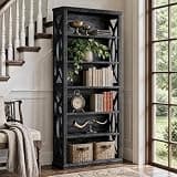 Tribesigns 71'' Tall Bookshelf,6-Tier Wooden Bookcase with Anti-Tipping Devices,Rustic Bookshelves for Living Room,Home Office,Black
