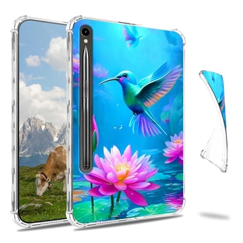 Dikoer Clear Case for Samsung Galaxy Tab S10 Lite/S10 FE 2025/S9 FE 2023 10.9" Tablet, Slim Back Shell Anti-Slip Soft TPU Protection Transparent Shockproof Cover for Women Men, Lotus Bird
