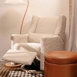 Kiwi Glider Recliner w/Electronic Control and USB | in Almond Teddy Loop w/Light Wood Base, Greenguard Gold Certified