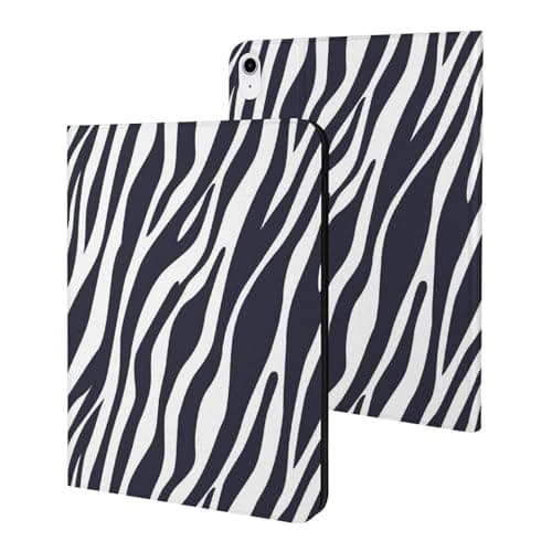 Compatible with iPad A16 Case 11 Inch 2025, Black White Zebra Print Slim Tablet Cover Compatible with iPad 10th Generation Case 10.9 Inch 2022, Auto Wake/Sleep with Stand