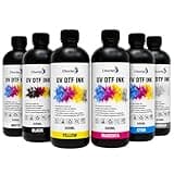 UV DTF Ink 500ml x 6 – Fast-Curing Direct to Film Ink for Glass Cup Wrap & Decals, for Ep XP600 i3200 TX800 L805 DX5 Printheads, for UV-DTF A/B Film Transfer Sticker Printer (CMYK+WH+Gloss Varnish)