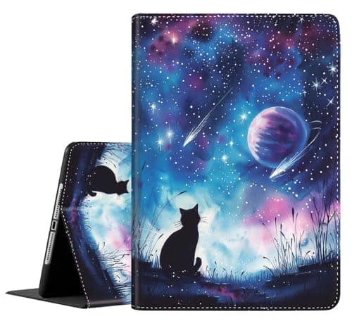 Case for New iPad (A16) 11th Generation 11 Inch 2025,for iPad 10th Generation 2022 10.9 Inch, Multi-Angle Stand Smart Cover Shockproof with Auto Wake/Sleep ,Starry Sky Cat