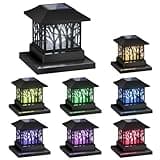 Viewsun 8 Pack Solar Post Cap Lights, Outdoor Fence Solar Powered Cap with Crackle Glass Bulb and 4 Lighting Modes Waterproof Light for Deck Patio or Garden Decor, Fits 4x4 6x6 Wooden Posts