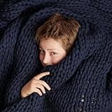 Bearaby Hand-Knit Kids Weighted Blanket - Chunky Knit Blanket - Sustainable, Breathable, and Calming - Machine Washable for Easy Maintenance (Midnight Blue, 5 lbs)
