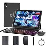 CUPEISI Android 16 Tablet 10 Inch, 20GB RAM+128GB ROM/2TB Expandable, 2.0GHz Octa-core Processor, 1280*800 HD Screen, 5G WiFi6 BT 5.0, 2 in 1 Tablets with Keyboard Case Mouse Stylus, Widevine L1 Black