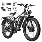 ANDSKY 9000W Peak Dual Motor Electric Bike for Adults, 52V/48V 26" Fat Tire Full Suspension, 40-47MPH & 110 Miles, Hydraulic Brakes, UL2849