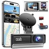 3 Channel 2.5K Dash Cam with 5GHz WiFi & APP Control, 2.5K+1080P+1080P Front Inside and Rear, Triple Dash Camera with SD Card, 24 Hours Parking Mode, Loop Recording, Night Vision