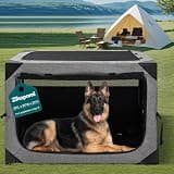 36 Inch Portable Travel Dog Crate, 3 Door Collapsible Soft Pet Kennel with Durable Mesh Windows for Medium Dogs, Foldable Dog Cage with Storage Pocket for Outdoor (Light Grey)