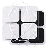 LotFancy TENS Unit Electrode Pads, 40PCS 2"x2" for EMS Muscle Stimulator Electrotherapy, Self-Adhesive Replacement, Reusable and Latex-Free