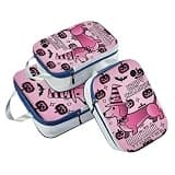 Foldable 3 Set Travel Packing Cubes For Suitcases 100% Polyester Bags Organizer For Luggage, Y2k Halloween Dachshund Pink Black (3 Set)