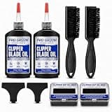 Hair Clipper Oil Kit, 8-Piece Clipper Blade Maintenance Set with 2 Oil Bottles, 2 Oil Dip Boxes, 2 Barber Cleaning Brushes and 2 Blade Guard Covers for Clippers, Trimmers and Grooming Tools