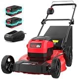 PowerSmart 40V 21" Cordless Electric Lawn Mower, Mulching & Bagging, Brushless Motor, 6-Position Height Adjustment, Foldable for Storage, 2x4.0Ah Batteries & Charger Included for Garden, Patio, Yard