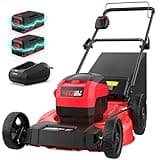 PowerSmart 40V 21" Cordless Electric Lawn Mower, Mulching & Bagging, Brushless Motor, 6-Position Height Adjustment, Foldable for Storage, 2x4.0Ah Batteries & Charger Included for Garden, Patio, Yard