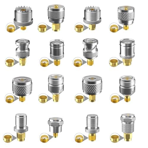 YTXCABLE Connector Adapter Kit, Standard SMA to BNC UHF F N Coax Converter for RTL-SDR, HackRF, NanoVNA, Ham Radio (SMA Adapter Kit, 16pcs SMA to BNC/UHF/F/N)