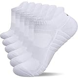 Lapulas Athletic Ankle Socks, Low Cut Cushioned Anti-Blister Running Tab Sports Socks for Men and Women 6Pairs (White, S)