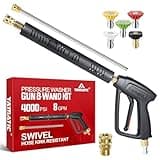 YAMATIC Pressure Washer Gun Wand with Swivel 3/8" Plug & M22 Coupler, Stainless Steel Extension Lance Replacement for Ryobi, Simpson, Craftsman Power Washer for Foam Cannon Car Wash, 4000 PSI