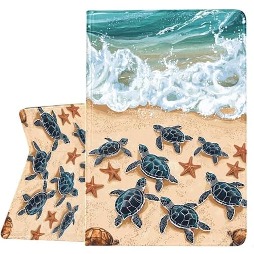 ZHJLZQAI Case for All-New Amazon Fire HD 10 and 10 Plus Tablet (13th/11th Generation, 2023/2021 Release),Auto Wake/Sleep,Slim Adjustable Viewing Angle Stand.Sea Turtles on The Beach