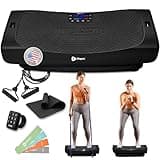 Lifepro Rumblex Pro 4D Vibration Plate Exercise Machine for Lymphatic Drainage — Whole Body Vibration Platform Machine with 3 Motors, 60 Speeds & 7 Modes — Curved Shake Plate with Resistance Bands