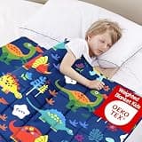 ROKDUK Weighted Blanket 3 lbs 36x48 in Breathable Blanket with Glass Beads Soft Heavy Blanket Throw Blue Dinosaur for 25-45 lbs All Season