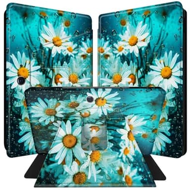 BPQOJB for Microsoft Surface Pro 9 Case 360 Degree Rotating PU Leather Smart Cover with Adjustable Stand & Auto Wake/Sleep Tablet Case for Microsoft Surface Pro 9 13 inch 2022 - Chrysanthemum Flowers
