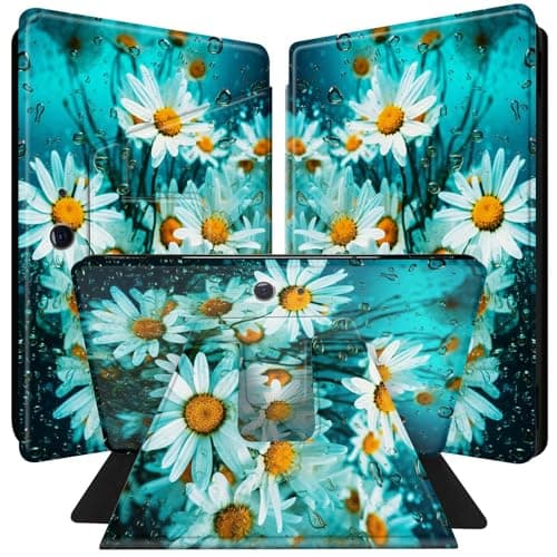BPQOJB for Microsoft Surface Pro 9 Case 360 Degree Rotating PU Leather Smart Cover with Adjustable Stand & Auto Wake/Sleep Tablet Case for Microsoft Surface Pro 9 13 inch 2022 - Chrysanthemum Flowers