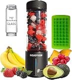 Portable Smoothie blender ROSEVIEW Glass bottle 200W Power USB rechargeable mini Handheld Ice Shakes Cup blend juicer Cordless blender Personal smoothies maker Fruit mixer