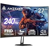 Amzfast 27 inch 240Hz Curved Monitor, FHD 1080p Gaming Monitor, Built-in Speakers, FreeSync, MPRT 1ms, 130% sRGB, 4000:1, 1500R, VESA Mount, HDMI 2.0&DP 1.4, 12 Months Warranty Exchange, AMZG27C1 Pro
