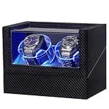 ANWBROAD Watch Winder for Automatic Watches, Double Automatic Watch Winder Box with Quiet Japanese Motor, 4 Modes Dual Watch Winder wIth LED Light, Type-C Adapter, UJWW016C