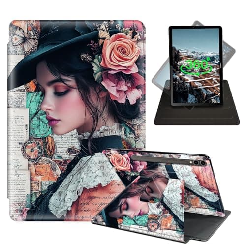 LROTFNGX Case for Samsung Galaxy Tab S10 Ultra / S9 Ultra Tablet Case 14.6''- 360 Rotating Stand & Full-Body Shockproof Drop Protection,Vintage Floral