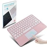 Wireless Bluetooth Keyboard with Multi-Touch Touchpad Ultrathin Small Portable Rechargeable,Mini Keyboard with Trackpad, Magnetic ,for iPad,iOS,Android,Windows,Mac,Tablet,Smartphone,Surface, Pink