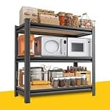 SFTORMAS 3-Tier Metal Storage Shelves, Adjustable Standing Storage Rack Shelf, Heavy Duty Steel Shelving Unit Organizers for Kitchen Bathroom Pantry Garage, 23.6" W×12" D×31.5" H, Black