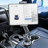 eSamcore Tablet Holder for Car, for iPad Stand Cup Holder Car Mount with 1.57" Depth Large Clamp 15" Height Adjustable Tab Mount Holder for 6"-12.9" Cell Phone iPhone Travel iPad Accessories