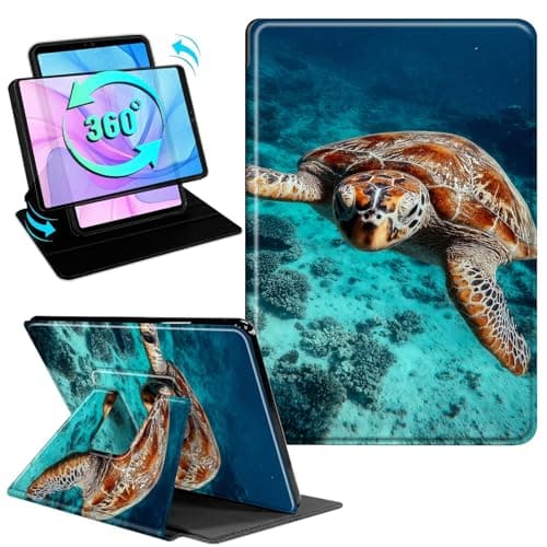 Gmeyutqy Case for Microsoft Surface Pro 11/10/9 13 Inch 2024/2022, 360 Degree Rotating Swivel Stand Flip Shockproof Leather Cover with Auto Sleep/Wake, Turtle
