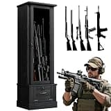 kepptory Wood Gun Safe for 10 Long Rifles and Pistols with Mechanical Lock