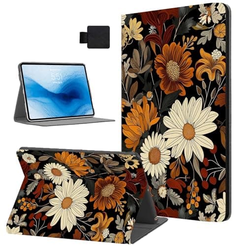 Tudguiloae for Samsung Galaxy Tab A9 Case, Auto Sleep/Wake, Daisy Flowers PU Leather Fplio Cover with Hard TPU Back Shell, Multi-Viewing Angles Flip for Galaxy Tab A9 Tablet Case