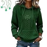 ayattecy Women's St. Patrick's Day Shamrock Art Print Hoodie, Green Clover Long Sleeve Pullover Gift for Irish Celebrations