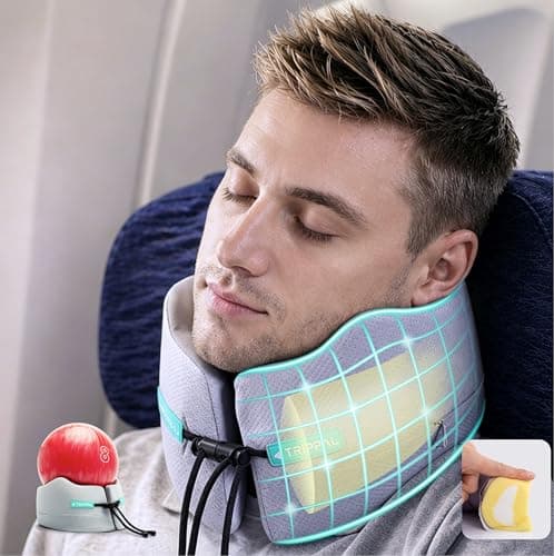 TripPal Neck Support Airplane Pillow: 360° Chin & Neck Support Keep Head Upright - Support 8 lbs Without Collapsing - Prevents Head Bobbing for Comfortable Sleep on 8+ Hour Long Flights for Men