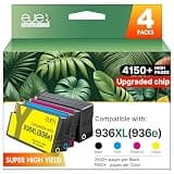 ejet Compatible Ink Cartridge Replacement for HP 936 Ink cartridges 936XL Ink (Black Cyan Magenta Yellow, 4-Pack) Work with HP Officejet Pro 9125e 9120e 9730e 9130 9135e 9122e 9128e 9110b Printers