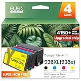 ejet Compatible Ink Cartridge Replacement for HP 936 Ink cartridges 936XL Ink (Black Cyan Magenta Yellow, 4-Pack) Work with HP Officejet Pro 9125e 9120e 9730e 9130 9135e 9122e 9128e 9110b Printers