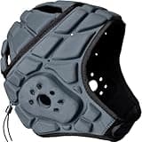 COOLOMG Soft Shell Flag Football Helmet 7v7 Rugby Helmet Scrum Cap Soccer Padded Headgear Adjustable Head Protector for Adults Gray